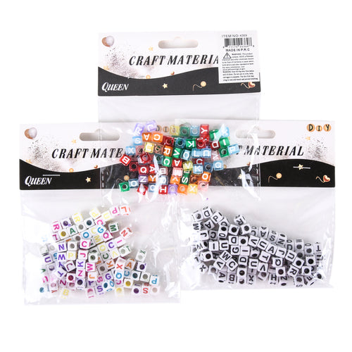 lettered squared beads  - craft supplies -- 12 per box