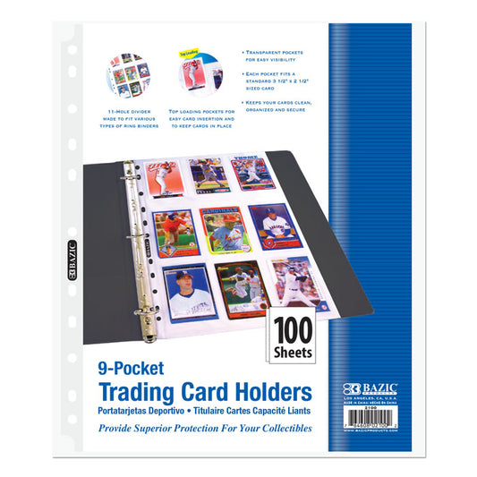 top loading 9- pockets trading card holders 100 pack -- 10 per case