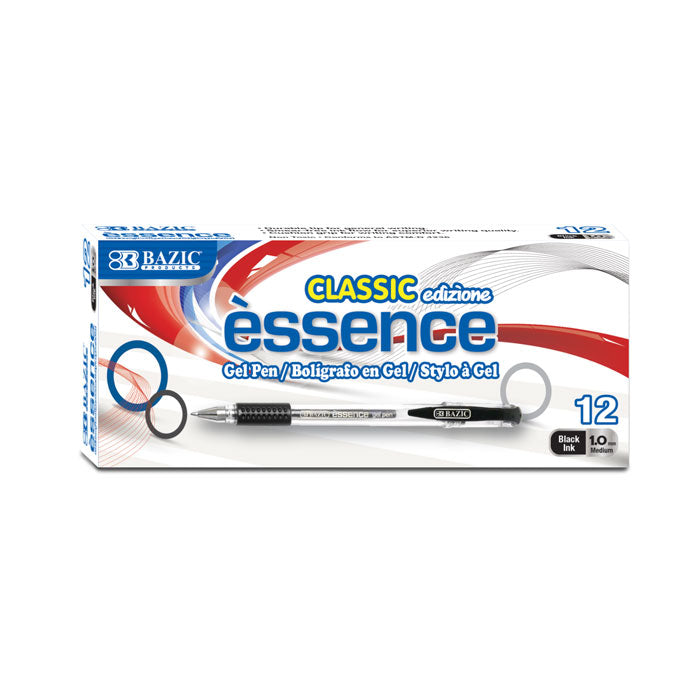 essence black gel pen w cushion grip 12 box -- 12 per box