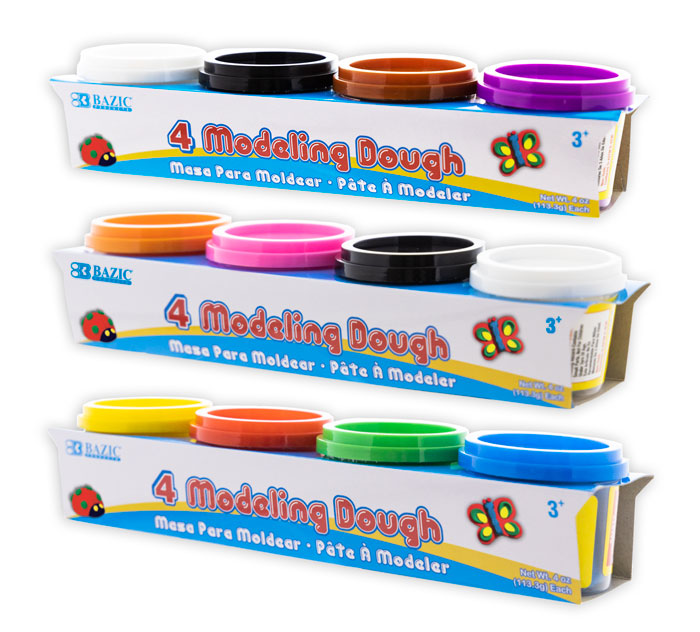 4 oz primary color modeling dough 4 pack -- 24 per case