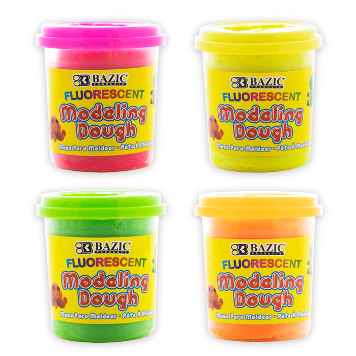 7.76 oz 220g 4 fluorescent color modeling dough -- 24 per case