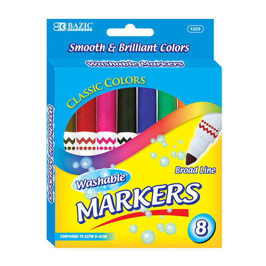 bazic 8 color jumbo washable markers  -- 24 per box