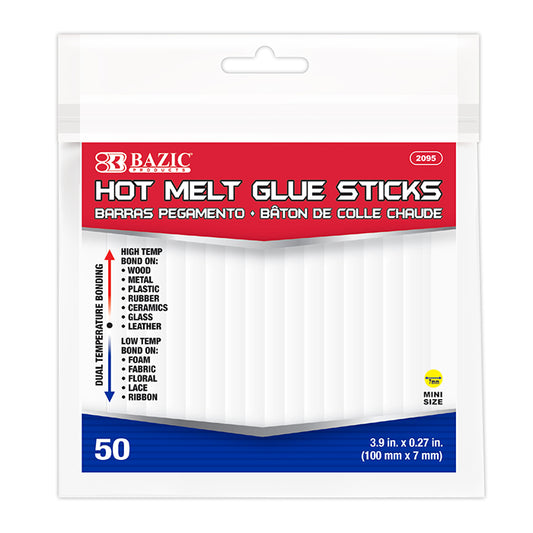 3.9 inch x 0.27 inch dual temp. mini hot melt glue sticks 50 bag -- 12 per box