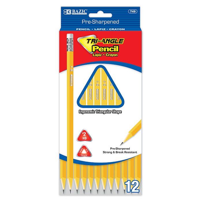 2 triangle yellow pencil 12 pack -- 24 per box