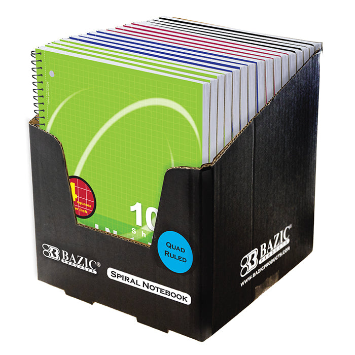 100 ct. quad- ruled 4-1 inch spiral notebook pdq -- 24 per case