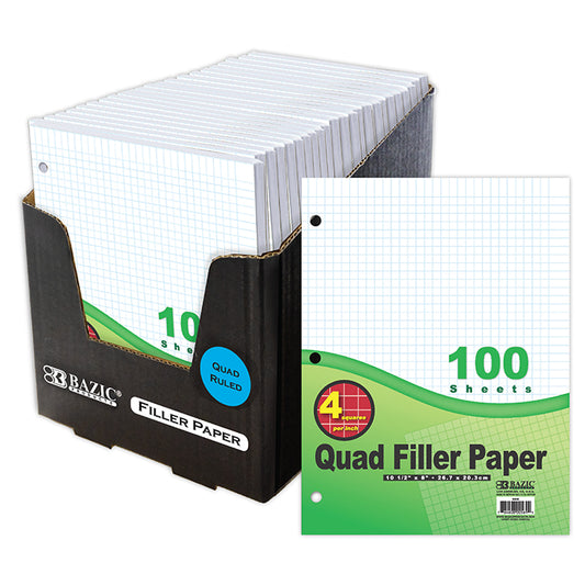 100 ct. 4-1 inch quad- ruled filler paper pdq -- 36 per case