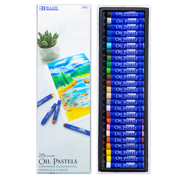 25 colors oil pastels -- 12 per box