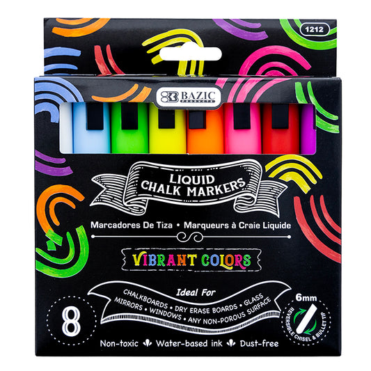 liquid chalk markers 8 pack -- 12 per box