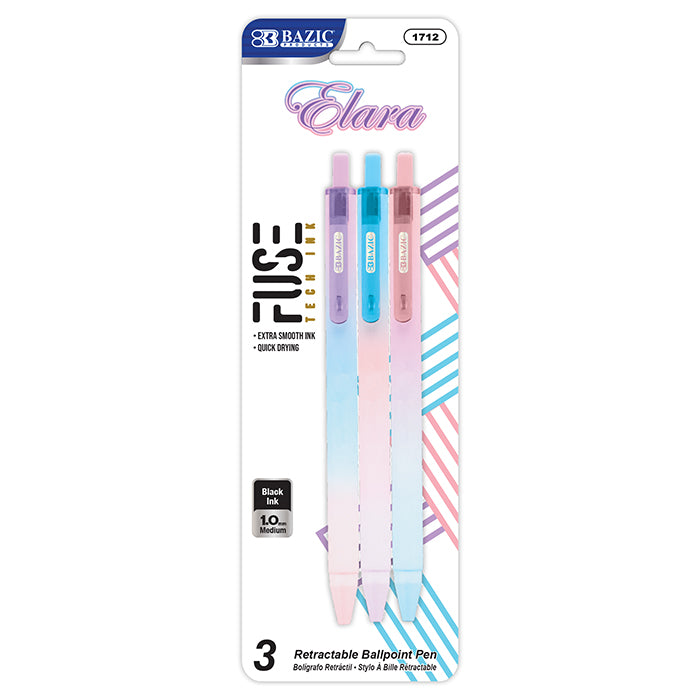 elara fuse tech ink retractable pen 3 pack -- 24 per box