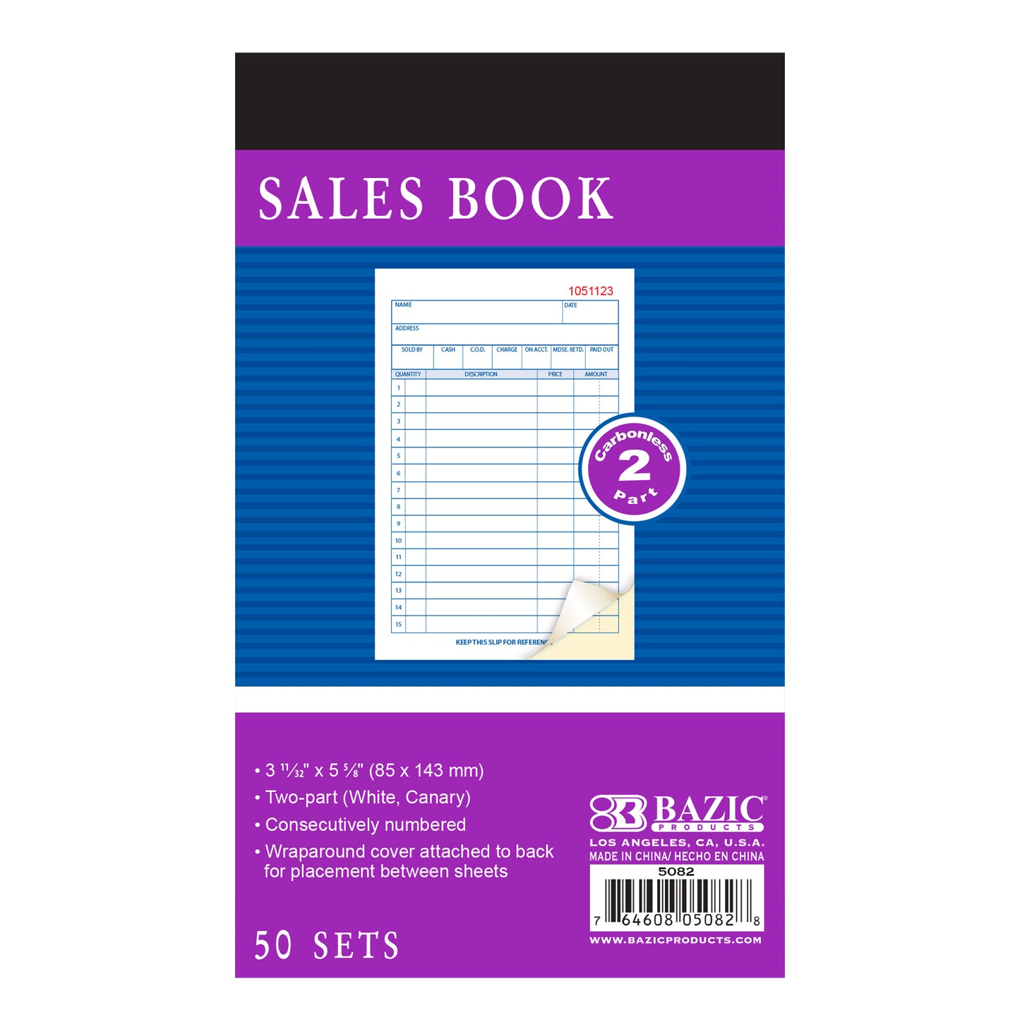 50 sets 3 11 32 inch x 5 5 8 inch 2- part carbonless general purpose sales book -- 24 per box