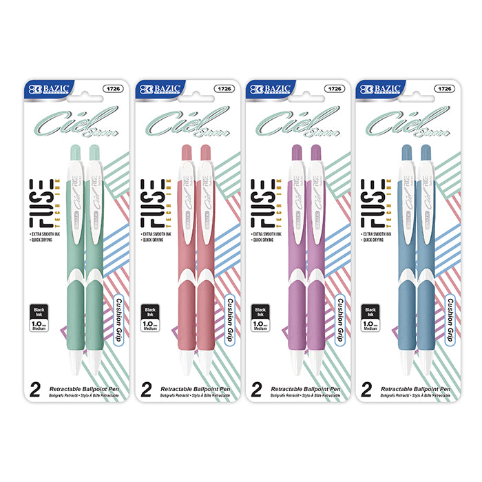 ciel serena fuse tech ink retractable pen w rubberized barrel 2 pack -- 24 per box