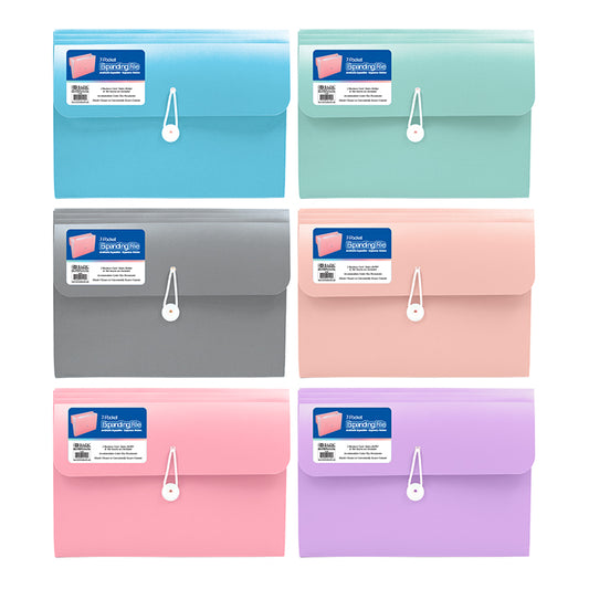 pastel edition 7- pocket a4 letter size poly expanding file -- 12 per case