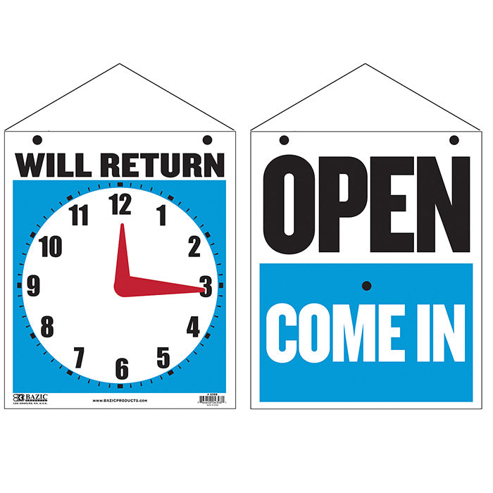 will return clock sign - 7.5 in x 9 in  -- 24 per box