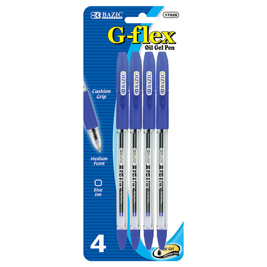 bazic g-flex blue oil-gel ink pen with cushion grip - 4/pack -  -- 24 per box