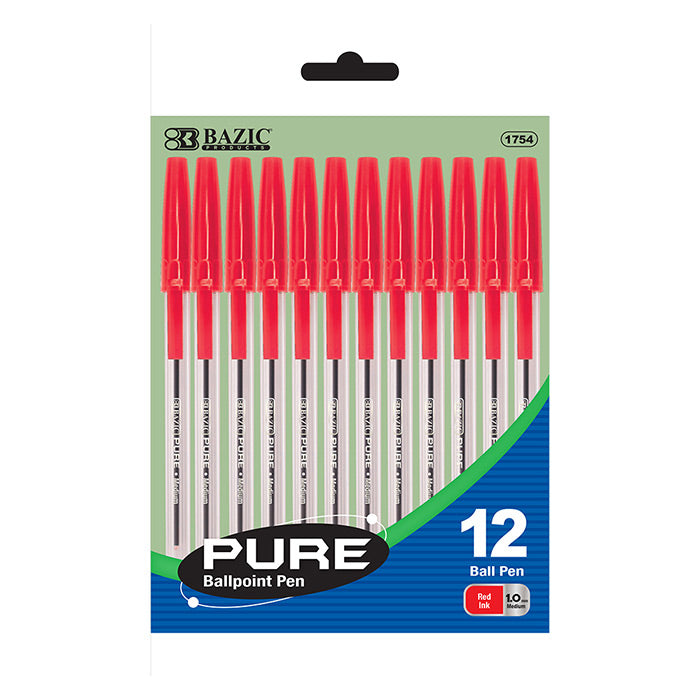 bazic red stick pens -   -- 24 per box