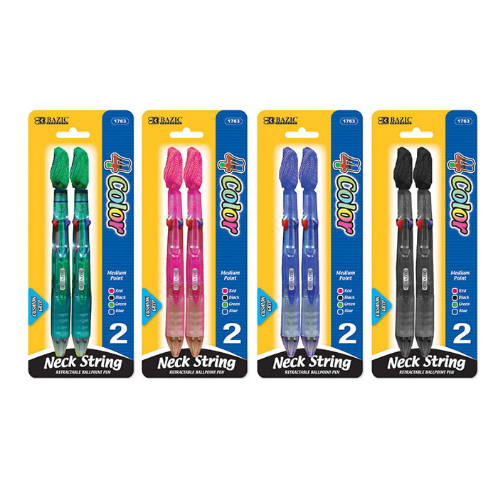 bazic 4-color neck pen w/cushion grip - bulk  -- 24 per box