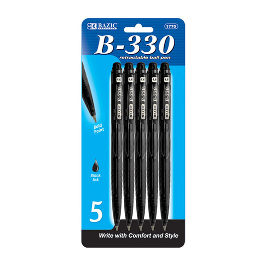 bazic ixion dazzle black retractable pens - bulk 144 -- 24 per box