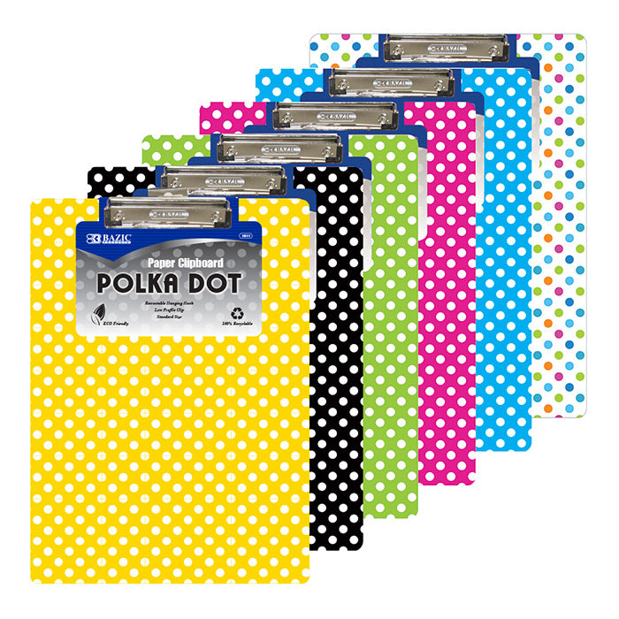 bazic standard size confetti polka dot paperboard clipboards  -- 48 per case