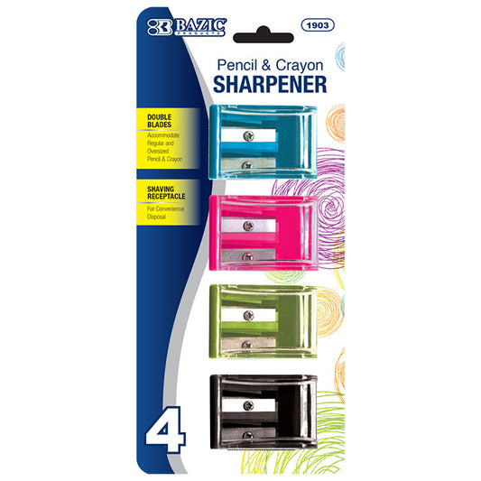 bazic dual blades square sharpener with receptacle - 4/pack - bulk 144/case -- 24 per box