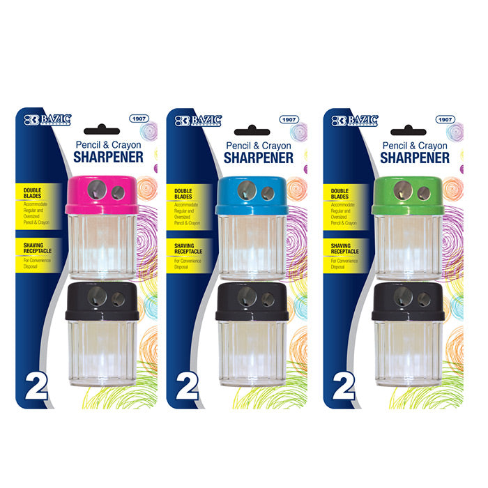 bazic dual blades pencil sharpener - 2/pack -  -- 24 per box