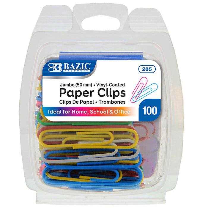 jumbo color paper clips - 100 pack -  -- 24 per box