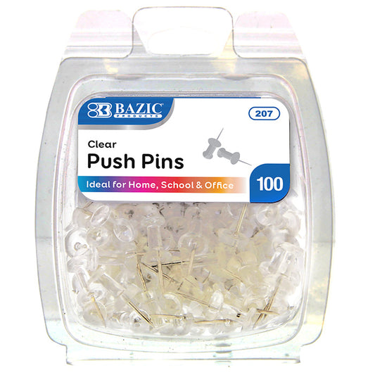 clear transparent push pins - aa pack  -- 24 per box