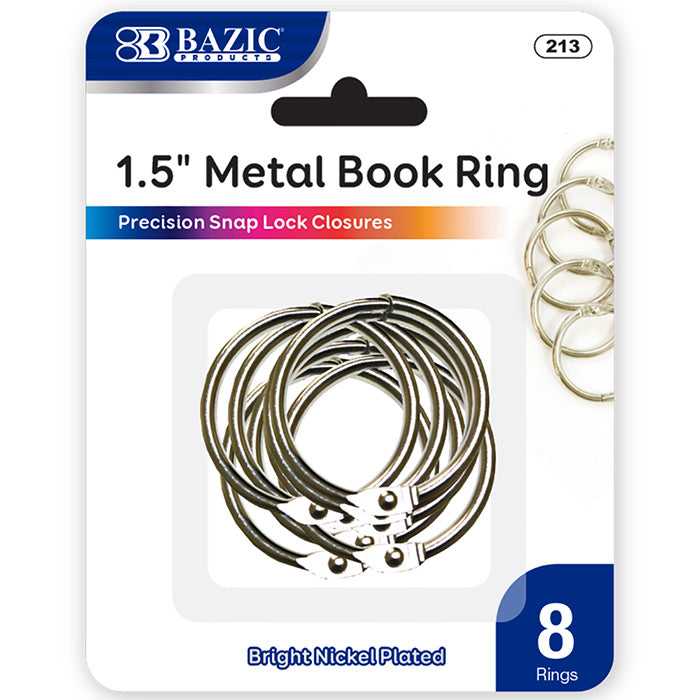 bazic 1.5 inch metal book rings  -- 24 per box