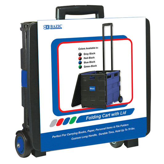 16x18x15 blue folding cart on wheels with lid -  -- 3 per case