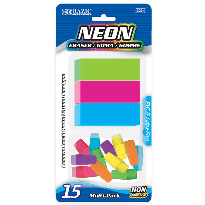 bazic neon eraser sets  -- 24 per box