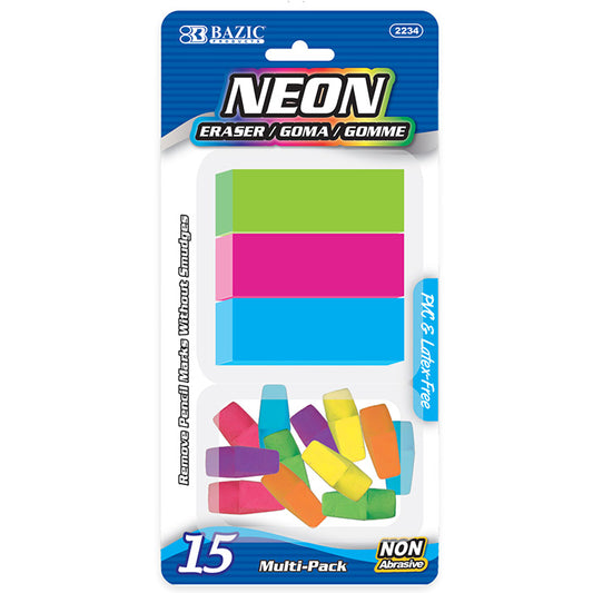 bazic neon eraser sets  -- 24 per box