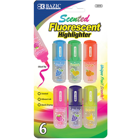 bazic fruit scented highlighters - 6 pack  -- 24 per box