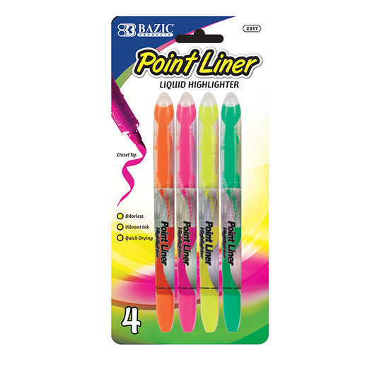 bazic pen style highlighters - fluorescent colors - aa pack -- 24 per box