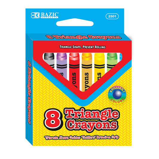 bazic 8 color jumbo triangle crayons -- 24 per box