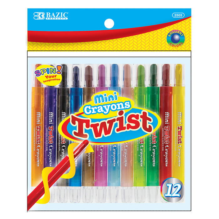 bazic 10 color mini propelling crayons -   -- 24 per box