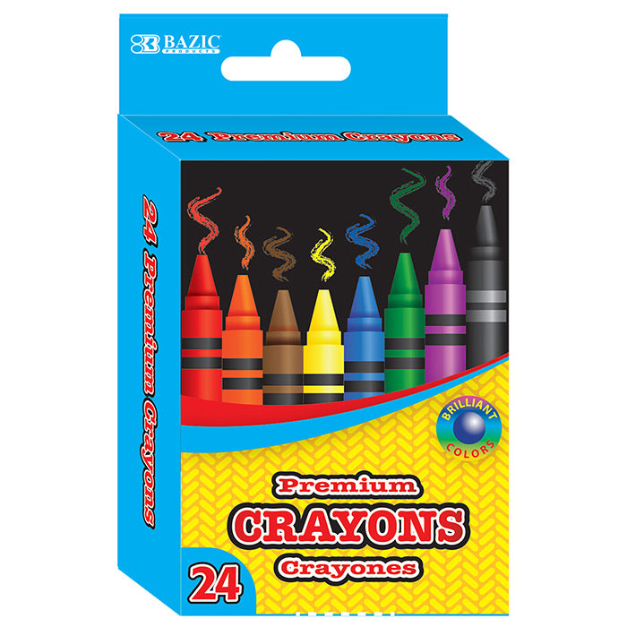 bazic 24 color premium crayons -- 24 per box