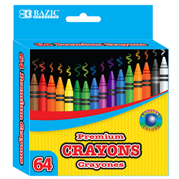 bazic 64 ct. premium crayons with sharpener -- 24 per case