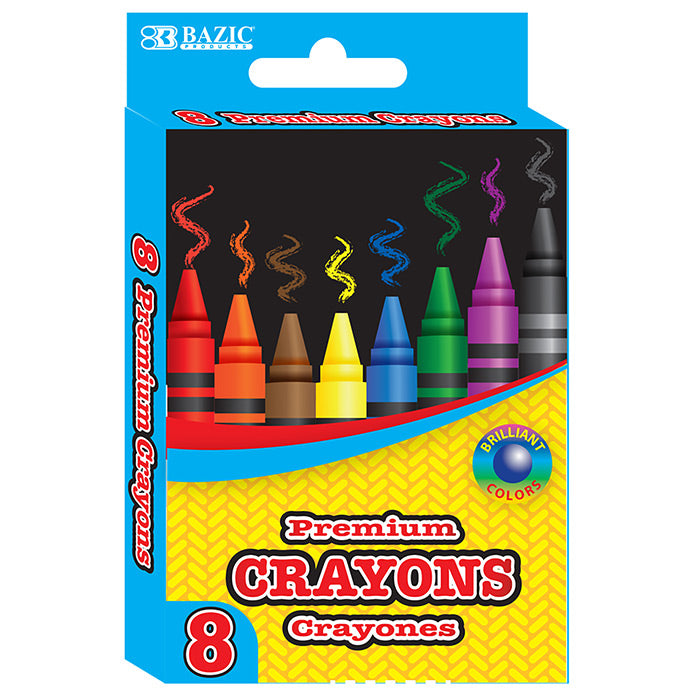 bazic 8 color premium crayons - bulk  -- 24 per box