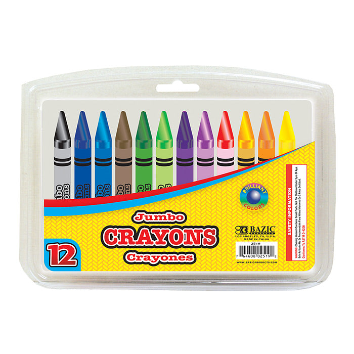 bazic 12 color premium jumbo crayons -- 24 per box