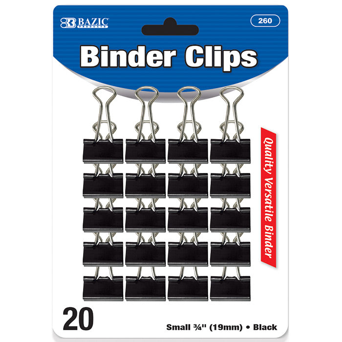 bazic small black binder clips - 3/4 inch - -  -- 24 per box