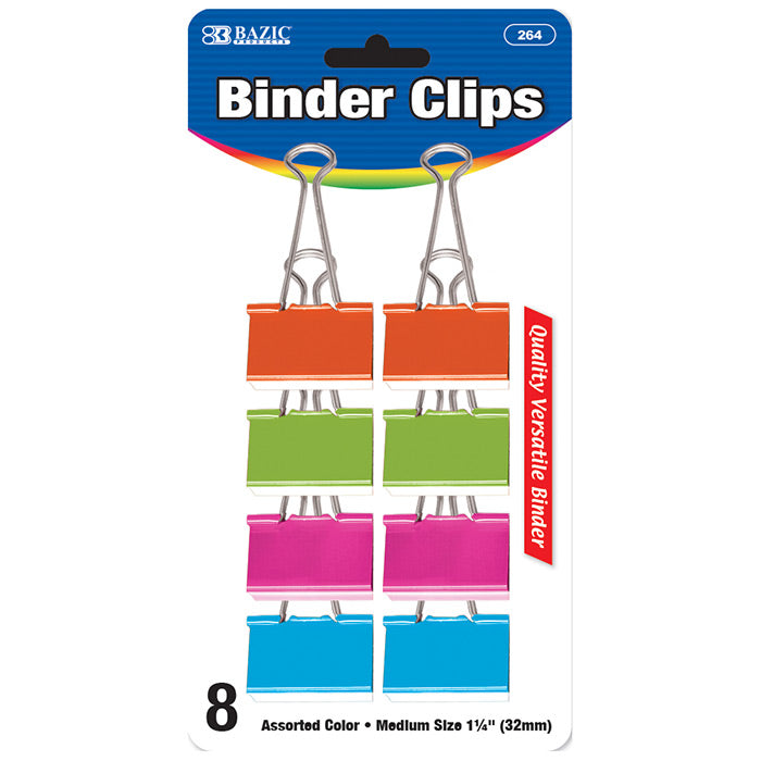 bulk binder clips - medium 1 1/4 inch - color assortment  -- 24 per box