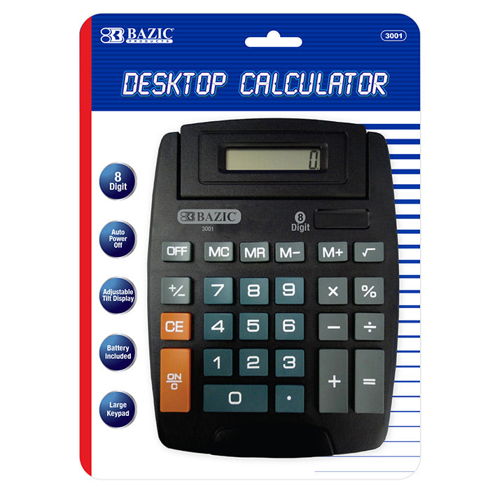 bazic 8-digit large desktop calculators -- 12 per box