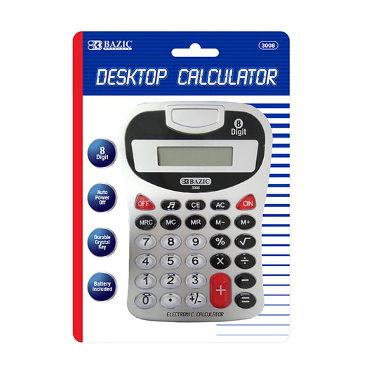 bazic 8-digit silver desktop calculator with tone -- 12 per box