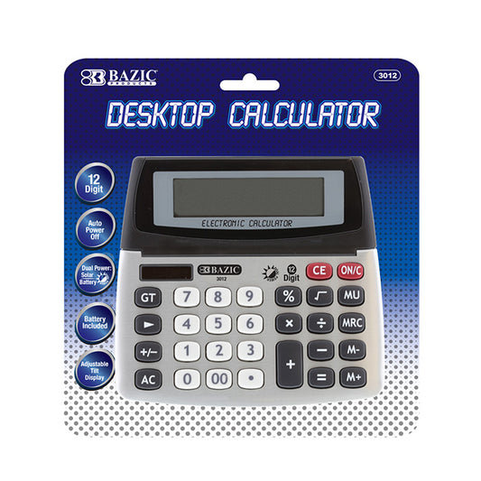 12- digit dual power desktop calculator w adjustable display -- 12 per box