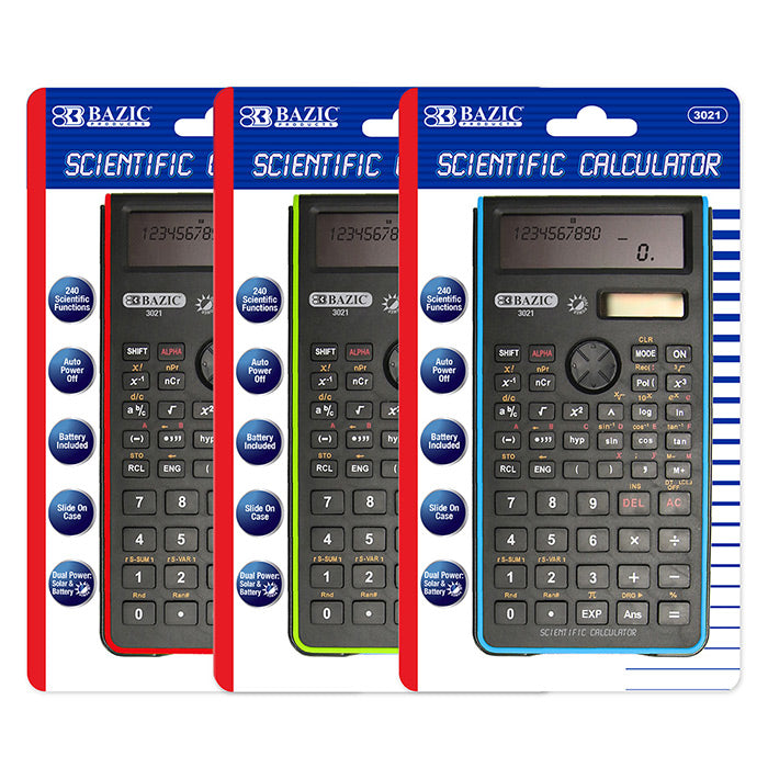 240 function fancy color scientific calculator w slide- on case -- 12 per box