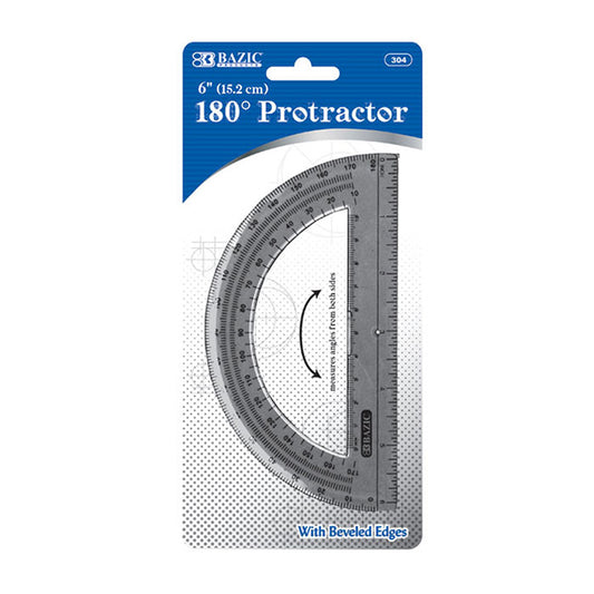 bazic 6 inch semicircular protractor  -- 24 per box