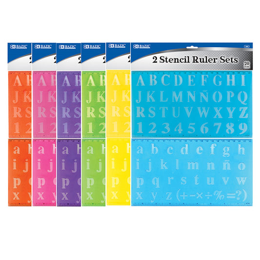 bazic 20mm lettering stencil ruler set - 144 pack -- 24 per box