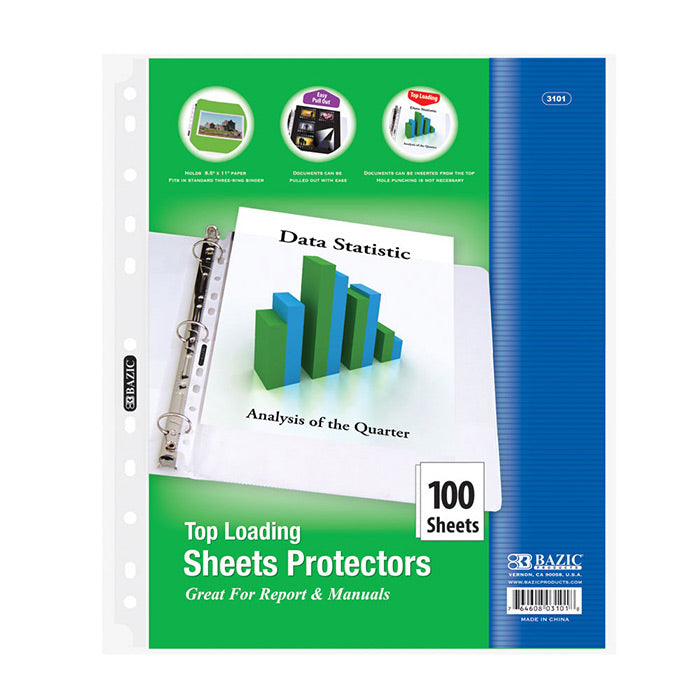 bazic economy weight top loading sheet protectors - bulk aa pack -- 12 per case