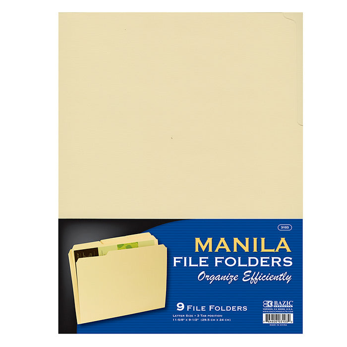 manila file folders 1/3 cut  -- 48 per case