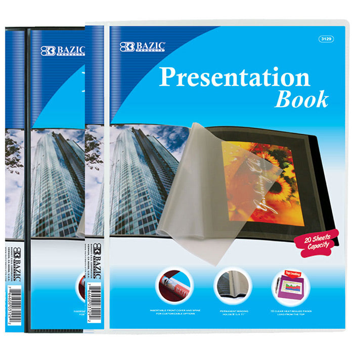 bazic 10 pocket presentation book - bulk  -- 24 per box