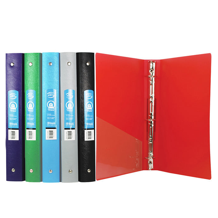 1 inch classic color poly 3- ring binder w pocket -- 48 per case